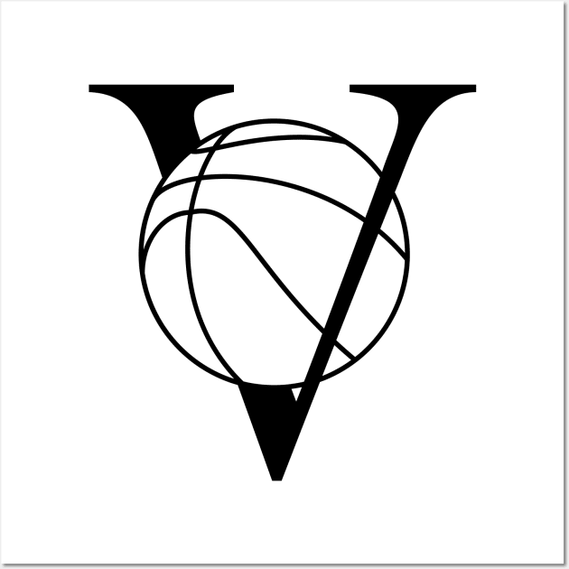 V Basketball Black Wall Art by MHich